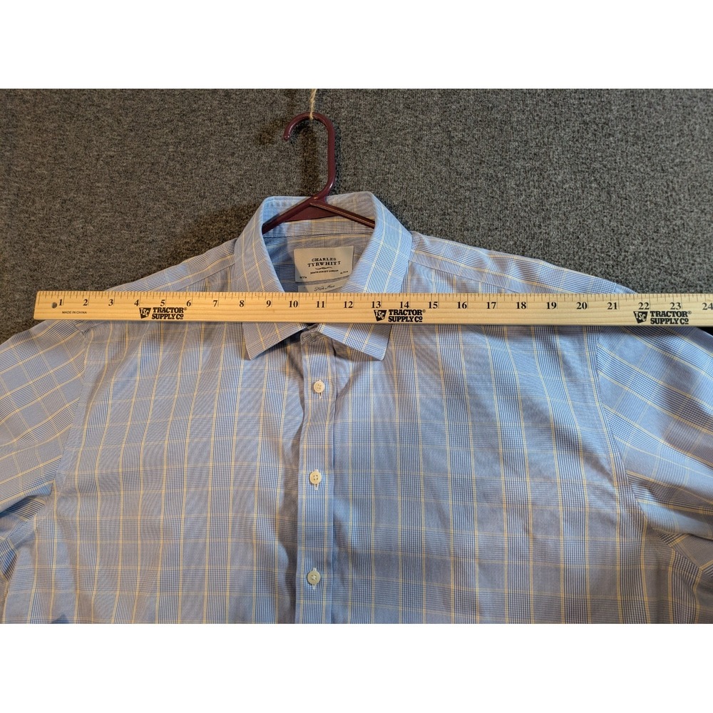 Charles Tyrwhitt Shirt Mens Oxford Button Up 18-37 Blue Long Sleeve French Cuff - Picture 4 of 9